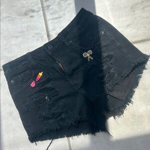 American Eagle Outfitters Black Distressed Jean Shorts